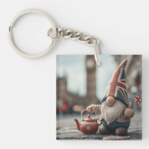 Porte-clés Gnome britannique avec Casquette Union Jack et thé