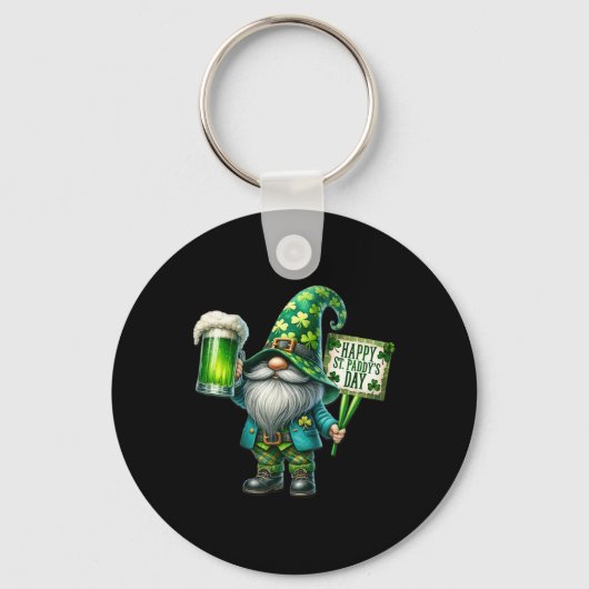 Porte-clés Gnome Buvant la Saint-Patrick Saint-Patrick jour h (Recto)
