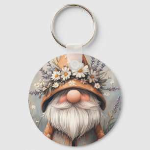 Porte-clés Gnome de Fleur Fantaisiste : Art Aquarelle Adorabl
