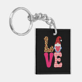 Porte-clés Gnome de l'amour Saint Valentin Rouge Plaid Buffal (Devant gauche)