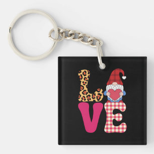 Porte-clés Gnome de l'amour Saint Valentin Rouge Plaid Buffal