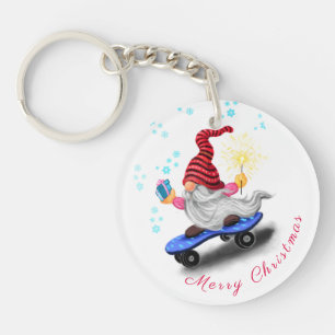 Porte-clés Gnome de patinage Porte - clé de Noël avec cadeau