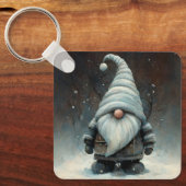 Porte-clés Gnome d'hiver dans une forêt de neige (Recto)