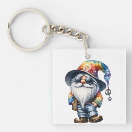Porte-clés Gnome Hippie (Devant)