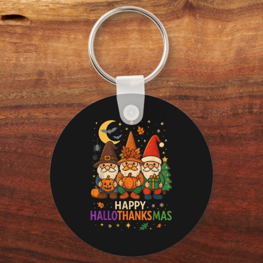 Porte-clés Gnome Joyeux Hallothanksmas Chemise Thanksgiving N (Recto)