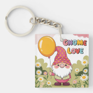 Porte-clés Gnome mignonne avec ballon - Gnome Love Design