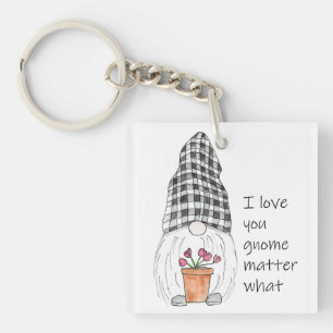 Porte-clés Gnome mignonne Je t'aime gnome peu importe