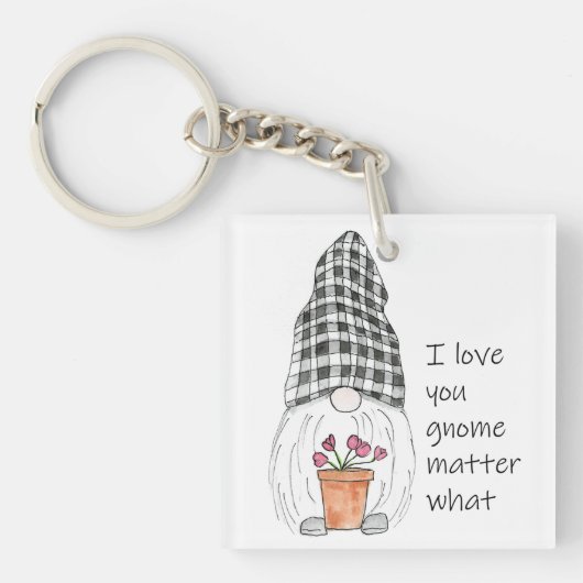 Porte-clés Gnome mignonne Je t'aime gnome peu importe (Devant)