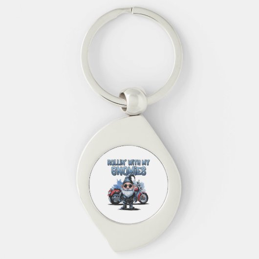 Porte-clés gnome motard drôle | Cadeau cool pour m (Devant)