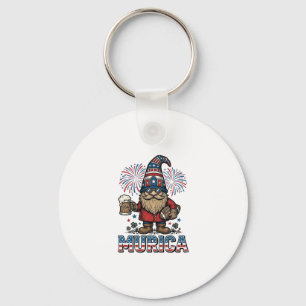 Porte-clés Gnome Patriotique Murica Design de Chemise Vintage