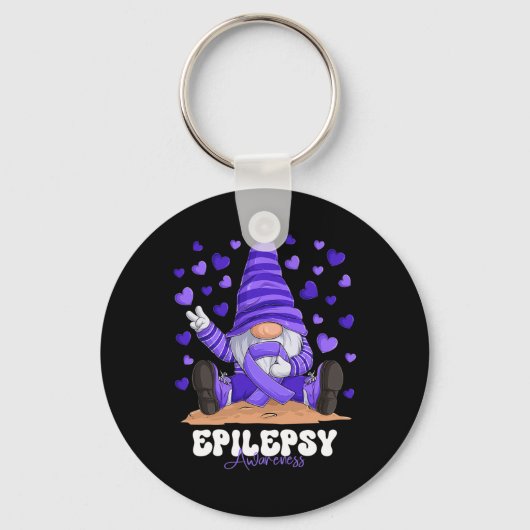 Porte-clés Gnome Ruban Violet Mois de Sensibilisation à l'Épi (Recto)