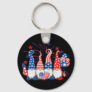 Porte-clés Gnomes du 4 juillet Drapeau américain patriotique 
