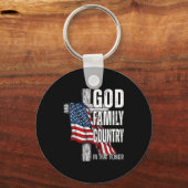 Porte-clés God Family Country American Flag Christian Patriot (Recto)