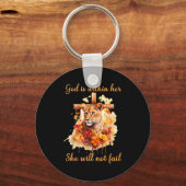 Porte-clés God Is Within Her She Will Not Fail Lioness Cross (Recto)