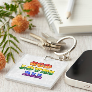 Porte-clés "God Loves All" Gay/LGBTQIA+/Queer Christian Pride