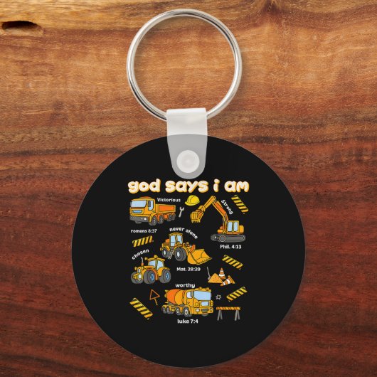Porte-clés God Says I Am Christian Bible Verses Boys Construc (Recto)