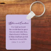 Porte-clés God So Loved the World Lavender Heart Cross (Verso)
