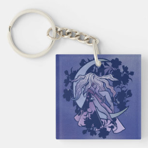 Porte-clés Goddess de lune violette Wiccan Triple Moon Symbol