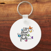 Porte-clés God's Love Never Fails - Butterfly Art - Religious (Recto)