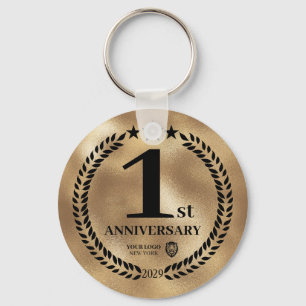 Porte-clés Gold 1er anniversaire logo d'entreprise commémorat