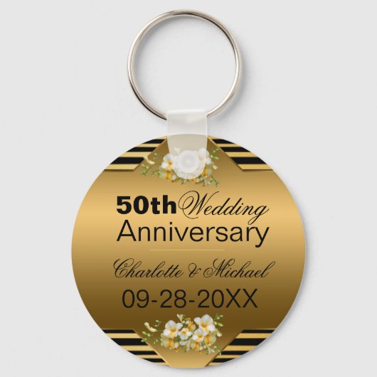 Porte-clés Gold 50th Wedding Anniversary (Recto)