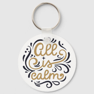 Porte-clés Gold All est calme Typographie Noël