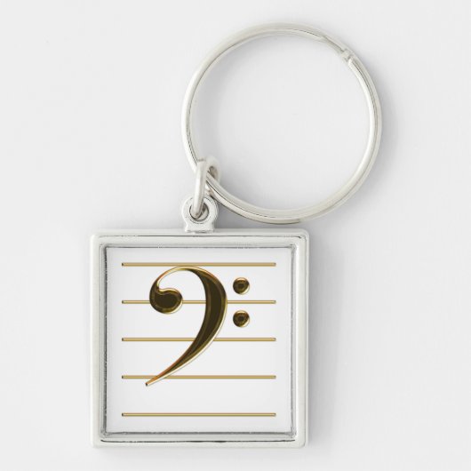 Porte-clés Gold Bass Clef Music Note (Devant)