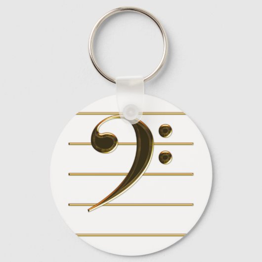 Porte-clés Gold Bass Clef Music Note (Recto)
