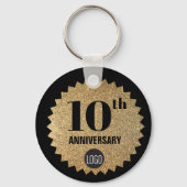Porte-clés Gold Black 10e anniversaire Logo cadeau employé (Recto)