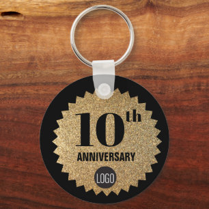 Porte-clés Gold Black 10e anniversaire Logo cadeau employé