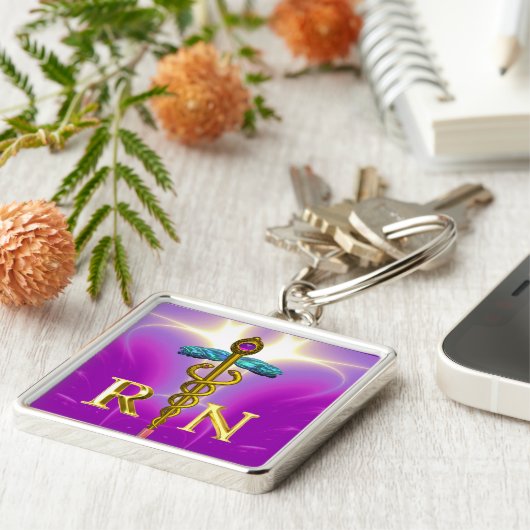 Porte-clés GOLD CADUCEUS INSCRIT INFIRMIER SYMBOLE Pink Fuchs (Côté)