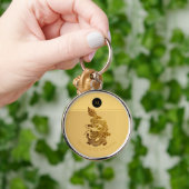 Porte-clés Gold Chinese Dragon Papercut Monogramme Anniversai (Main)