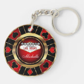 Porte-clés Gold et Red Poker Chip Design - Personnaliser (Dos)