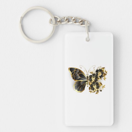 Porte-clés Gold flower Butterfly with Black Orchid (Devant)