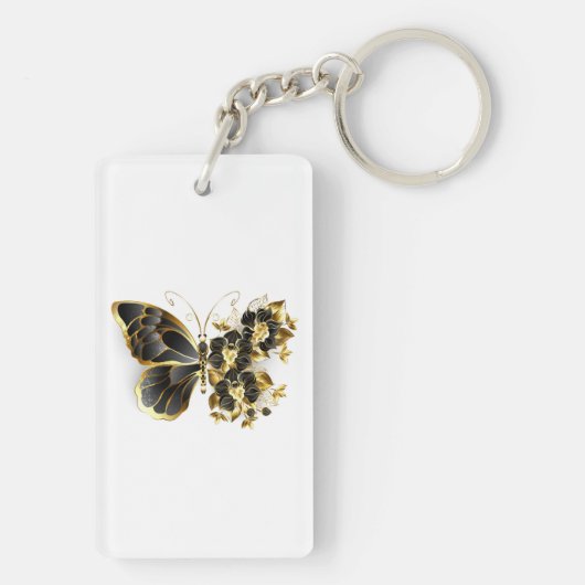 Porte-clés Gold flower Butterfly with Black Orchid (Dos)