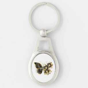 Porte-clés Gold flower Butterfly with Black Orchid