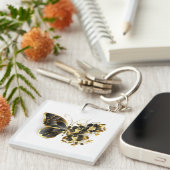 Porte-clés Gold flower Butterfly with Black Orchid (Devant Droit)