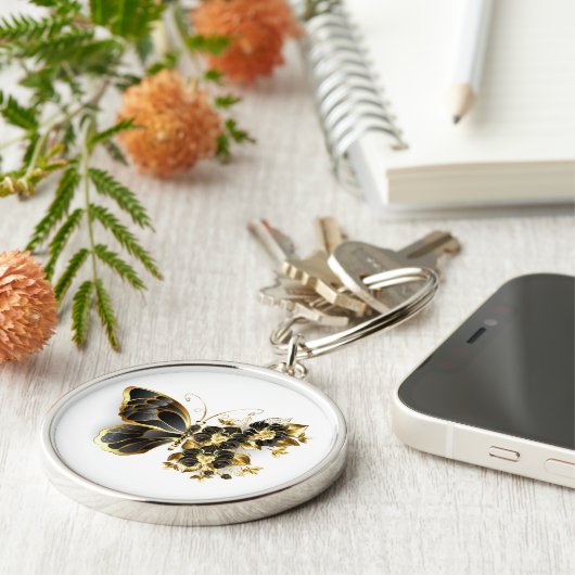 Porte-clés Gold flower Butterfly with Black Orchid (Côté)