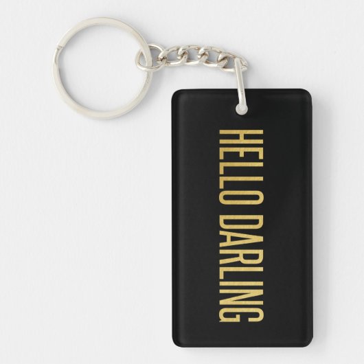 Porte-clés Gold Foil Hello Darling on Black (Devant)