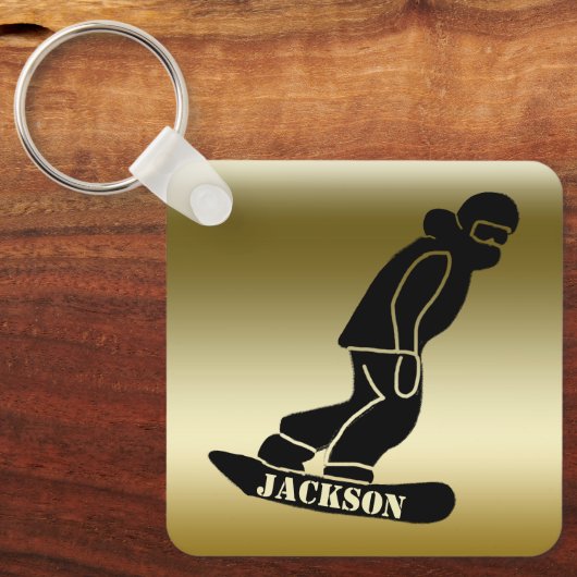 Porte-clés Gold Freeride Snowboard Snowboard Stencil (Recto)