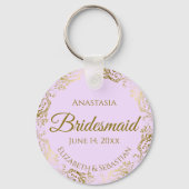 Porte-clés Gold Frills & Lilac Purple Bridesmaid Mariage Cade (Recto)