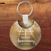 Porte-clés Gold Glam Disco Ball 50e anniversaire Mariage (Verso)