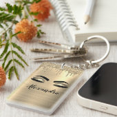 Porte-clés Gold Glitter Sparkle Eyelashes Monogram (Devant droit)