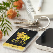 Porte-clés Gold Gradient Année Du Cochon Zodiac Nom Noir (Devant droit)