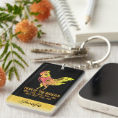 Porte-clés Gold Gradient Année Du Coq Nom Zodiaque Noir (Devant droit)