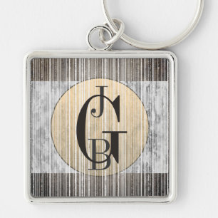Porte-clés Gold, Gray Marble & Stripe Pattern Keychain
