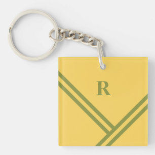 Porte-clés Gold Green Stripes Trending Colors Monogramme