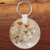 Porte-clés Gold hiver Oiseaux de neige Pays Noël (Recto)