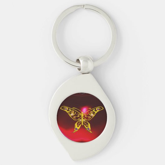 Porte-clés GOLD HYPER BETTERFLY JEWEL Rouge Bourgogne Ruby (Devant)
