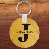 Porte-clés Gold Intersecting Initial Letter Name Typography (Recto)